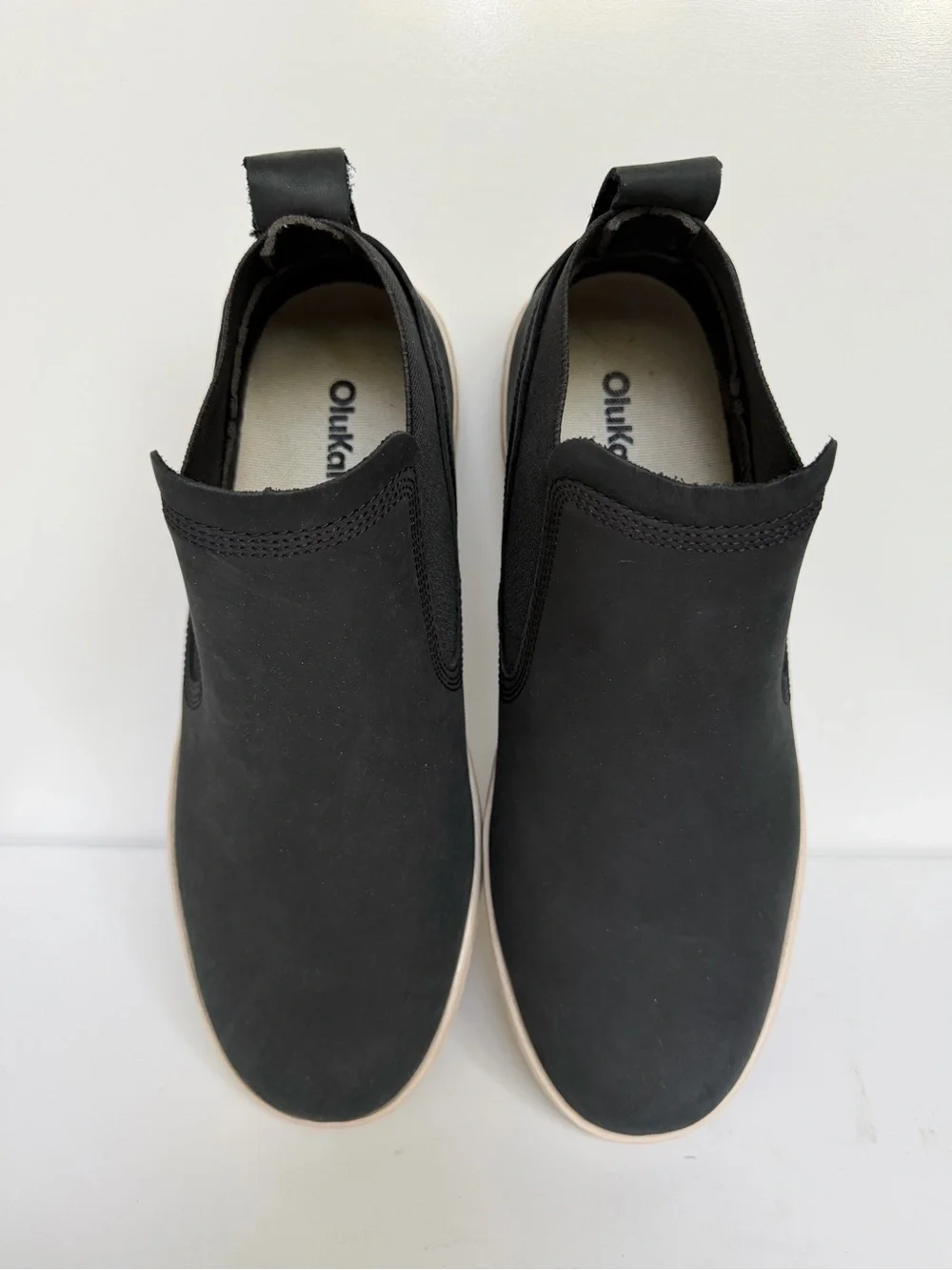 OluKai Pehuea Mid Womens Black Leather Comfort Slip-On Shoes 9.5 M 20546-LRLR